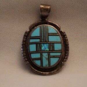 Sterling Silver and Turquoise and Opal Pendant